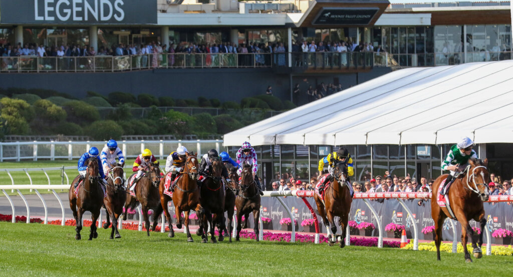 Via Sistina winning the 2024 Ladbrokes Cox Plate at Moonee Valley by eight lengths