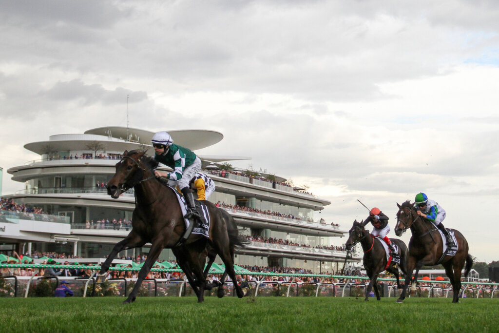 Treasurethe Moment winning Flemington's 2024 VRC Oaks