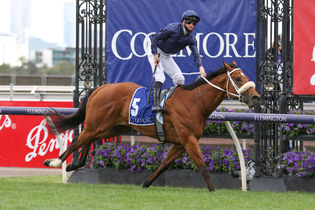Home Affairs winning the 2021 Coolmore Stud Stakes at Flemington